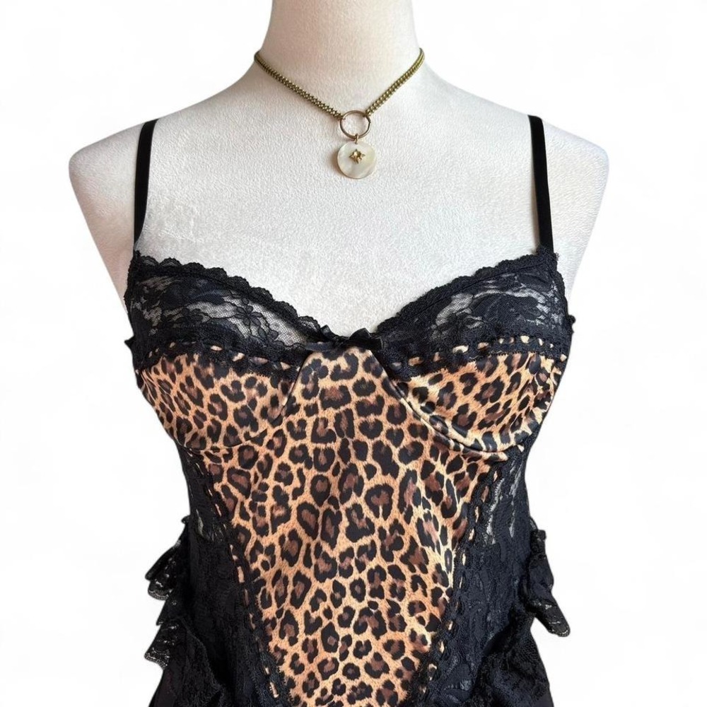 Vintage Grunge Cheetah Lace Corset Top